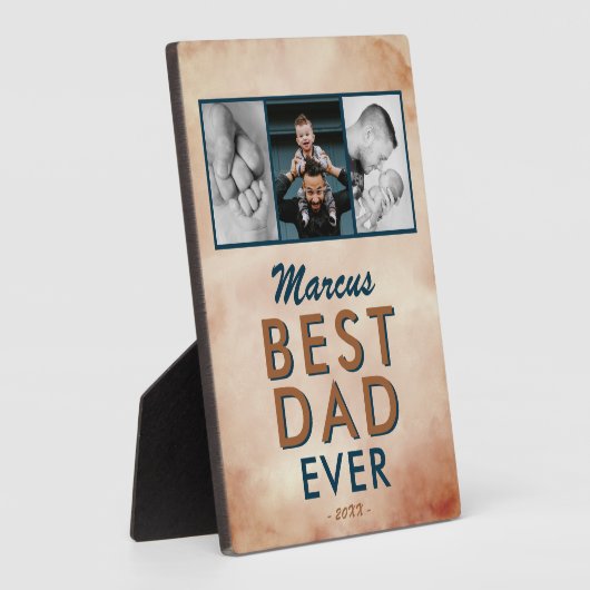 最高のパパ水の色の父3フォトコラージュ フォトプラーク (側面)