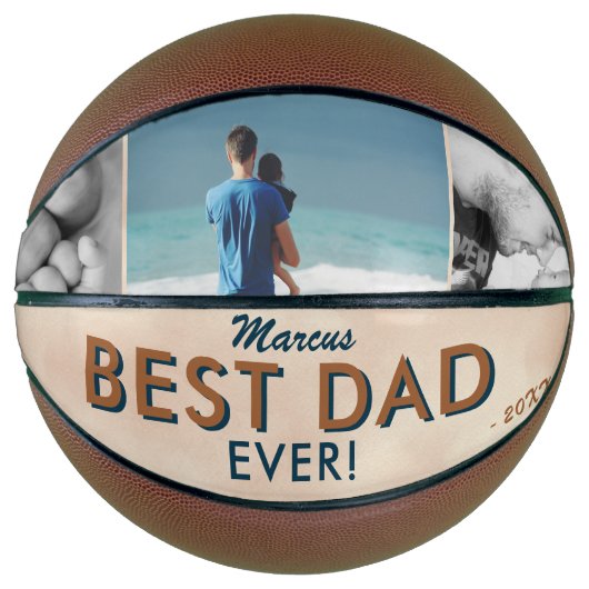 最高のパパ水色父の3日間フォトコラージュ バスケットボール (正面)