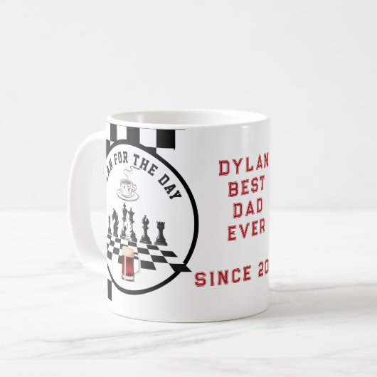 最高のパパ永遠の父の日おじいちゃんチェスのゲームのギフトギフト コーヒーマグカップ (正面左)