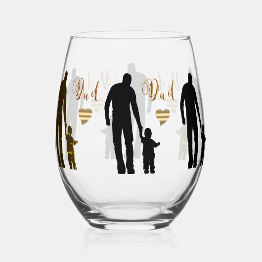 最高のパパ無茎ワイングラス ステムなしワイングラス (裏面)