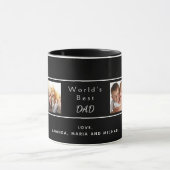 最高のパパ父の家族フォトコラージュ黒 マグカップ (中央)