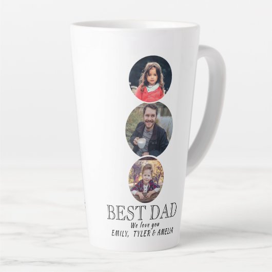 最高のパパ父の日3オーバル写真コラージュ カフェラテマグ (右アングル)