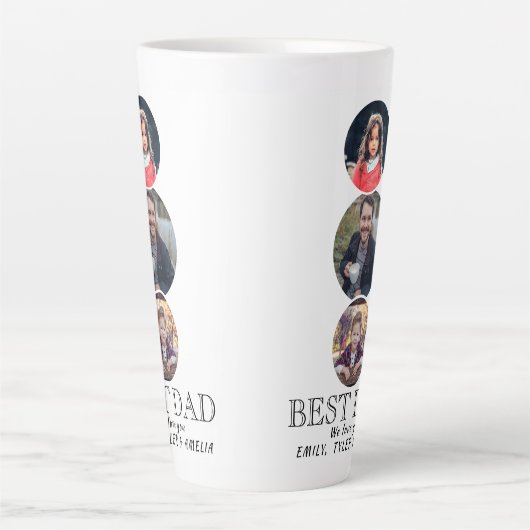 最高のパパ父の日3オーバル写真コラージュ カフェラテマグ (正面)