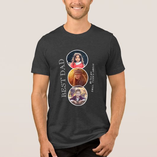 最高のパパ父の日3オーバル写真コラージュ トライブレンドTシャツ (正面)