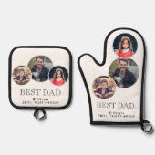 最高のパパ父の日3オーバル写真コラージュ 鍋つかみ&鍋敷きセット (正面)