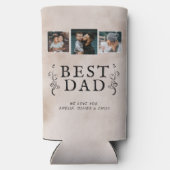 最高のパパ父葉カスタム3 Photo Collage スリム缶クーラー (裏面)
