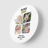 最高のパパ父4家族の写真 ラウンド壁時計 (傾斜)