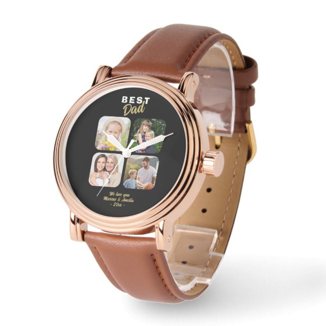 最高のパパ父4家族の写真 腕時計 (傾斜)