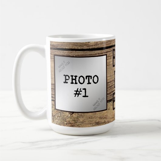 最高のパパ素朴を木枠で コーヒーマグカップ (左)