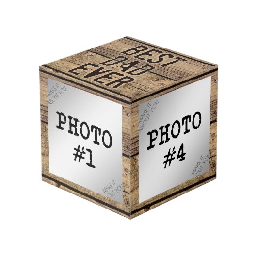 最高のパパ素朴を木枠で フォトキューブ (正面アングル)