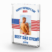 最高のパパ絶えず愛国的な赤白青 フォトブロック (右)