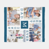 最高のパパ編集可Year 4フォトブルー フリースブランケット (正面(横))