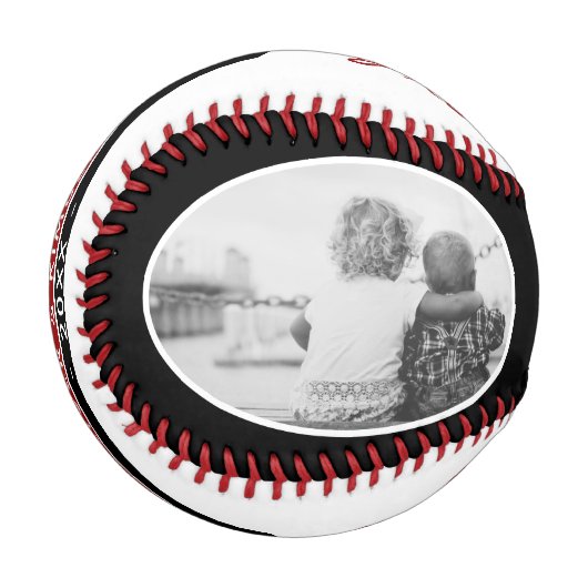 最高のパパ脚本レッド黒可愛い父の日写真 野球ボール (正面左)