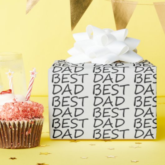 最高のパパ薄い灰色の黒モダン黒お父さんの日の贈り物 ラッピングペーパー (誕生日パーティー)