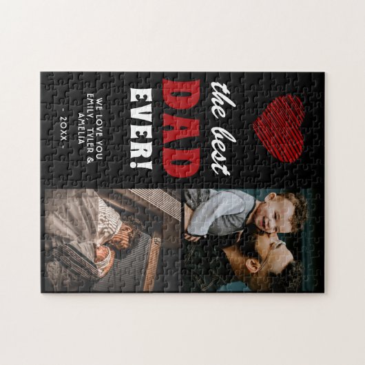 最高のパパ赤いハート父の日2写真 ジグソーパズル (横)