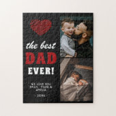 最高のパパ赤いハート父の日2写真 ジグソーパズル (縦)