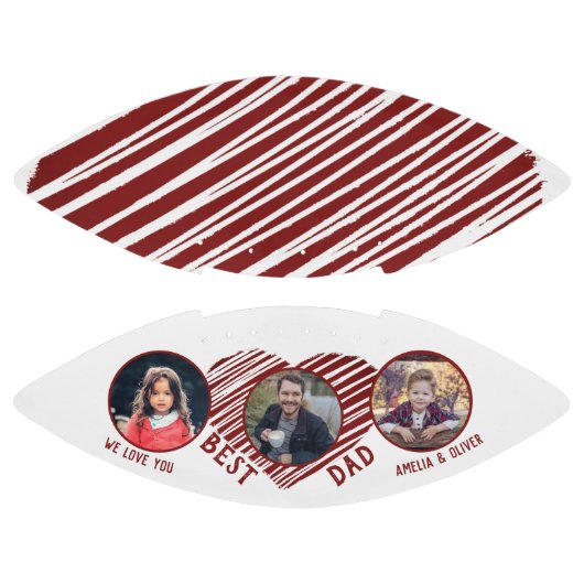 最高のパパ赤いハート父の日3写真コラージュ アメリカンフットボール (パネル)