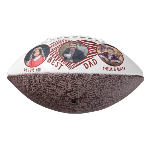 最高のパパ赤いハート父の日3写真コラージュ アメリカンフットボール (回転270)