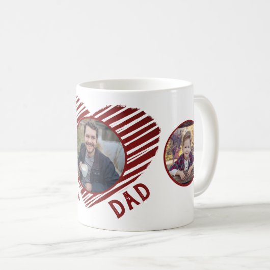 最高のパパ赤いハート父の日3写真コラージュ コーヒーマグカップ