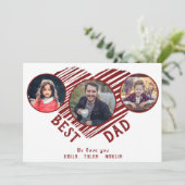 最高のパパ赤いハート父の日3写真 シーズンカード (スタンド正面)