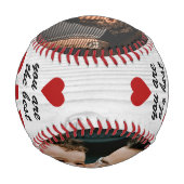 最高のパパ赤いハート素朴ウッド2写真 野球ボール (裏面)