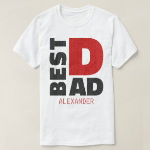 最高のパパ赤ブラックグリッター名カスタマイズ Tシャツ
