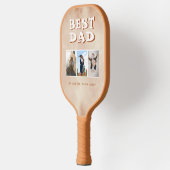 最高のパパ赤面オレンジ色の水色3フォトコラージュ ピックルボールラケット (左)