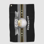 最高のパパ金ゴールドフェイククラウン及びゴルフボールスポーツ ゴルフタオル (正面)