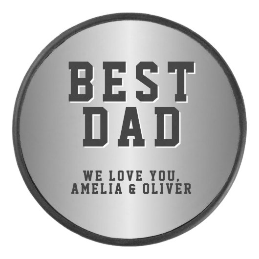 最高のパパ銀メタリック父の日 アイスホッケーパック (正面)