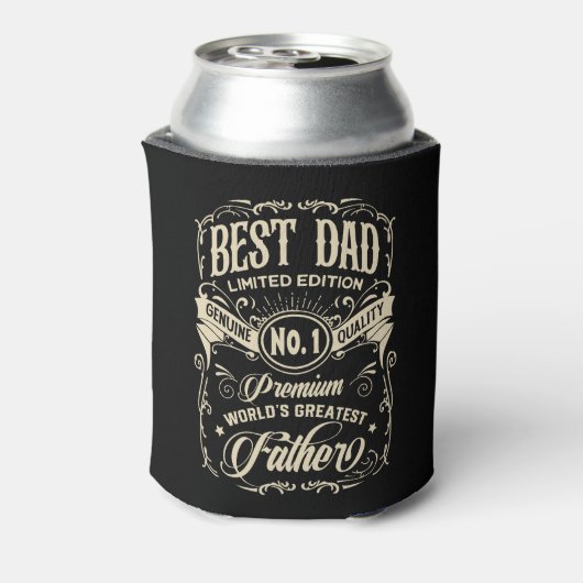 最高のパパ限定版プレミアムファーザーベージュ文字 缶クーラー (缶裏面)