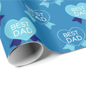 最高のパパ青ハートパターン ラッピングペーパー (ロールコーナー)