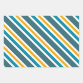 最高のパパ黄色と青のハートトロフィーのセット3 ラッピングペーパーシート (正面3)