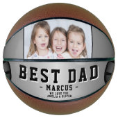 最高のパパ黒銀ボール写真父の日 バスケットボール (正面)