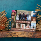 最高のパパ10家族写真コラージュ素朴ウッド フォトプラーク (側面)