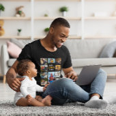 最高のパパ10枚フォトコラージュパパブラック Tシャツ