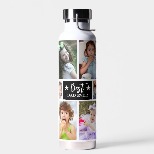 最高のパパ12枚フォトコラージュ父の日ギフト ウォーターボトル (左面)