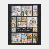最高のパパ19枚の写真のコラージュあなたのテキストと色 フリースブランケット (正面)