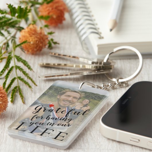 最高のパパ2パーソナライズされた枚の写真と文字 キーホルダー (正面右)