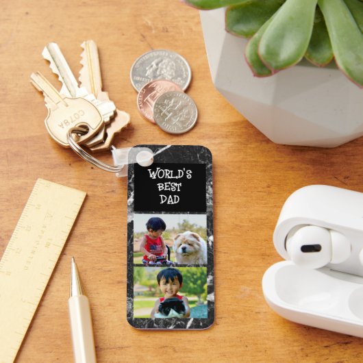 最高のパパ2写真モダンKeepsake Father's Day キーホルダー (デスク)