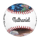 最高のパパ2回フォトコラージュ父の日 野球ボール (裏面)