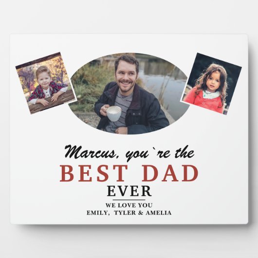 最高のパパ2子供の写真コラージュ父の日プラーク フォトプラーク (正面)