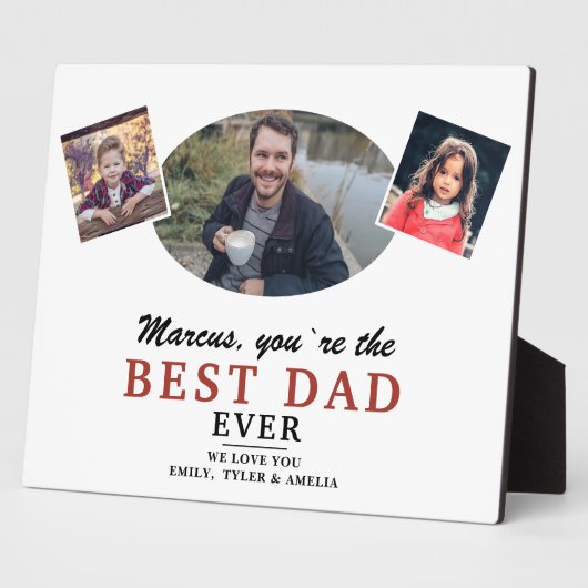 最高のパパ2子供の写真コラージュ父の日プラーク フォトプラーク (側面)