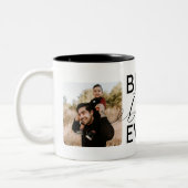 最高のパパ2枚のフルフォトコラージュ ツートーンマグカップ (左)