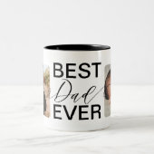 最高のパパ2枚のフルフォトコラージュ ツートーンマグカップ (中央)