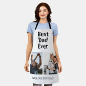 最高のパパ2枚フォトコラージュ父の日の贈り物 エプロン (着用した状態)