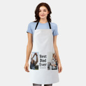最高のパパ2枚フォトコラージュ父の日の贈り物 エプロン (着用した状態)