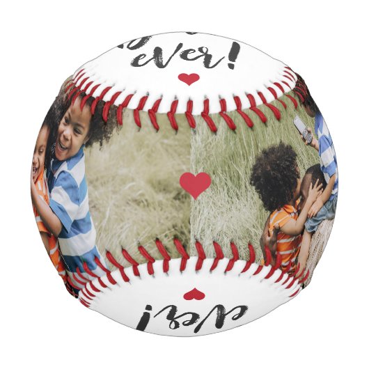 最高のパパ2枚フォトコラージュ父の日の野球 野球ボール (裏面)
