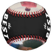 最高のパパ2枚写真コラージュ父ソフトボール ソフトボール (裏面)