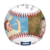 最高のパパ2枚写真父の日ハッピー 野球ボール (裏面)