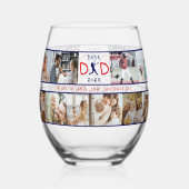 最高のパパ20回写真コラージュの父モダン者日 ステムなしワイングラス (裏面)